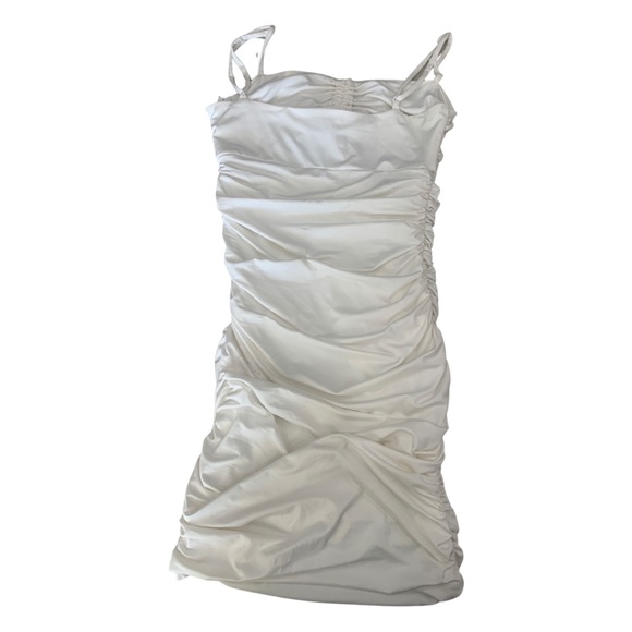 RUMOUR size 8 ruched cutout mini dress in white - Picture 3 of 6